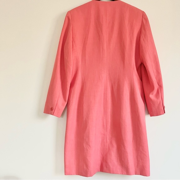 Oleg Cassini Salmon Pink Long Blazer Upper Buttons Workwear Professional Coat 14 - Picture 10 of 10